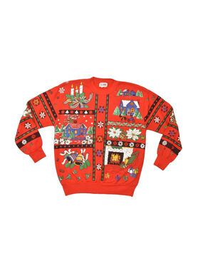 Vintage Nutcracker Red Christmas Sweatshirt Medium Made in USA Graphic Print